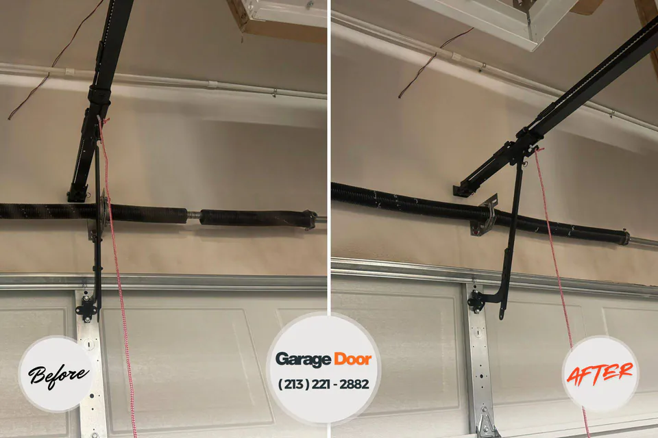 Before and after: garage door spring repair Laurens, IA